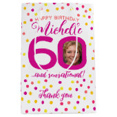 60e verjaardag dot roze geel dank u gunst medium cadeauzakje (Voorkant)