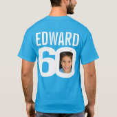 60e verjaardag douanenaam fotomalplaatje wit t-shirt (Achterkant)