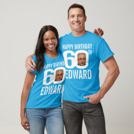 60e verjaardag douanenaam fotomalplaatje wit t-shirt