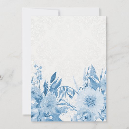 60e Verjaardag Dusty Blue White Lace Damask Floral Kaart (Achterkant)