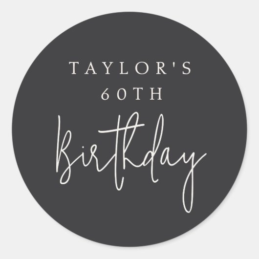 60e verjaardag Eenvoudige minimalistische flat zwa Ronde Sticker (Voorkant)