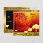 60e verjaardag Elegant Asian Gold Yellow Floral 3a Kaart (Voorkant / Achterkant)