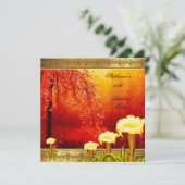 60e verjaardag Elegant Asian Gold Yellow Floral 3a Kaart (Staand voorkant)