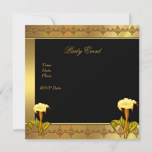 60e verjaardag Elegant Asian Gold Yellow Floral 3a Kaart (Achterkant)