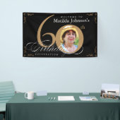 60e verjaardag Elegant Black Gold Calligrafie Foto Spandoek (Beurs)