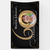 60e verjaardag Elegant Black Gold Calligrafie Foto Spandoek (Verticaal)