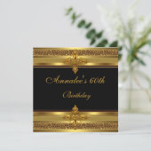 60e verjaardag Elegant Black  Gold Kaart (Staand voorkant)