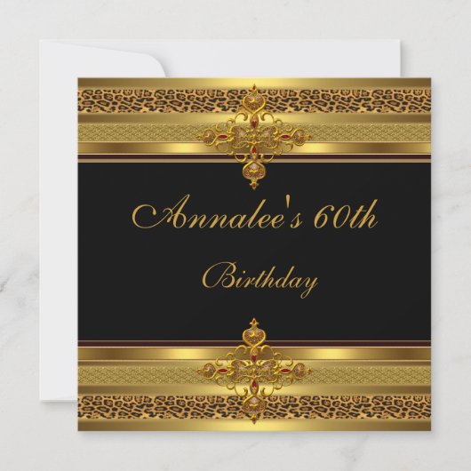 60e verjaardag Elegant Black  Gold Kaart (Voorkant)