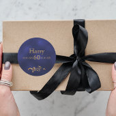 60e verjaardag elegant donkerblauw en goud ronde sticker