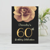 60e verjaardag Elegant GOLD Roos en zwart Kaart (Staand voorkant)