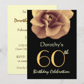 60e verjaardag Elegant GOLD Roos en zwart Kaart (Voorkant / Achterkant)