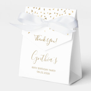 60e Verjaardag Elegant Goud Confetti Wit Bedankdoosjes
