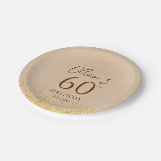 60e verjaardag Elegant goud Papieren Bordje (Gekanteld)
