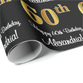 60e verjaardag: Elegant luxe Faux Gold-look # Cadeaupapier (Rol Hoek)