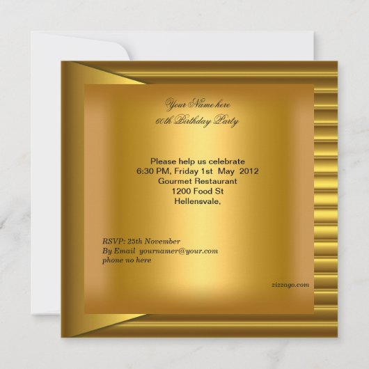 60e verjaardag Elegant Mannen Geel Goud Mans Kaart (Achterkant)