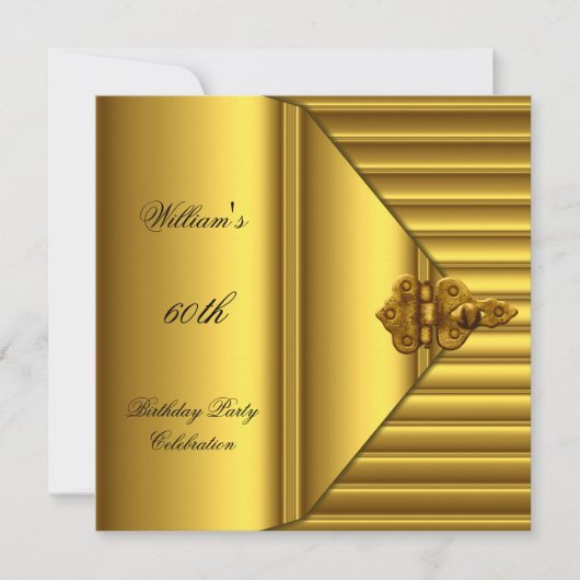 60e verjaardag Elegant Mannen Geel Goud Mans Kaart (Voorkant)