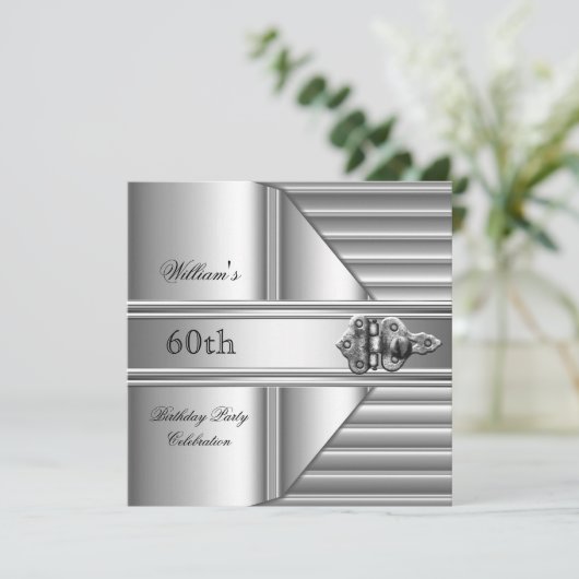 60e verjaardag Elegant Mannen Silver Mans 2 Kaart (Staand voorkant)