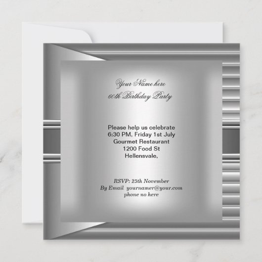 60e verjaardag Elegant Mannen Silver Mans 2 Kaart (Achterkant)