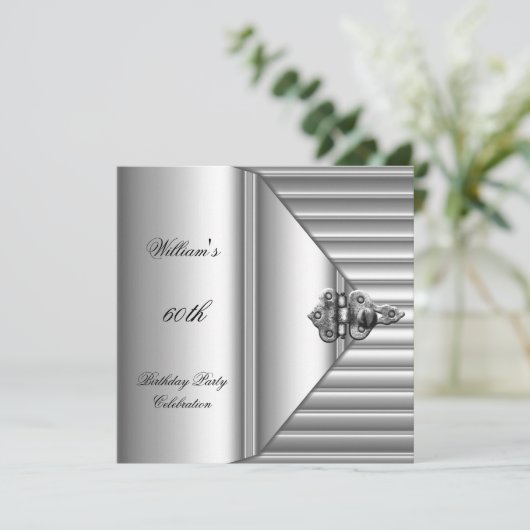 60e verjaardag Elegant Mannen Silver Mans Kaart (Staand voorkant)