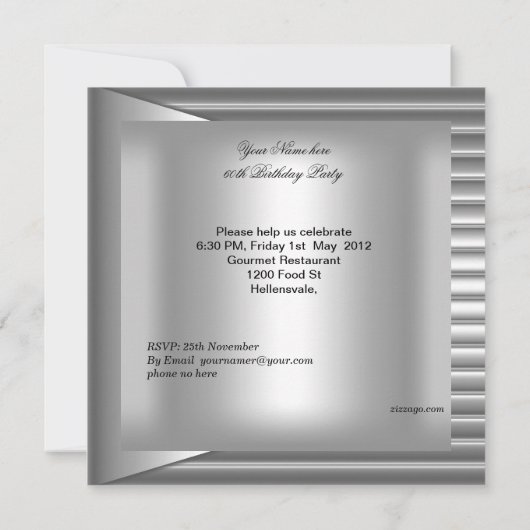 60e verjaardag Elegant Mannen Silver Mans Kaart (Achterkant)