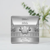 60e verjaardag Elegant Mannen Silver Metal 2 Kaart (Staand voorkant)