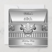 60e verjaardag Elegant Mannen Silver Metal 2 Kaart (Voorkant)