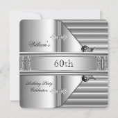 60e verjaardag Elegant Mannen Silver Metal Kaart (Voorkant)