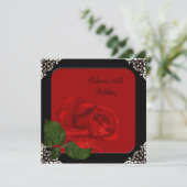 60e verjaardag Elegant Red Rose Black Flowers Kaart (Staand voorkant)