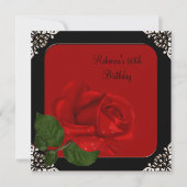 60e verjaardag Elegant Red Rose Black Flowers Kaart (Voorkant)