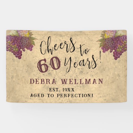 60e verjaardag Elegant Rustiek Proost op 60 jaar Spandoek (Horizontaal)