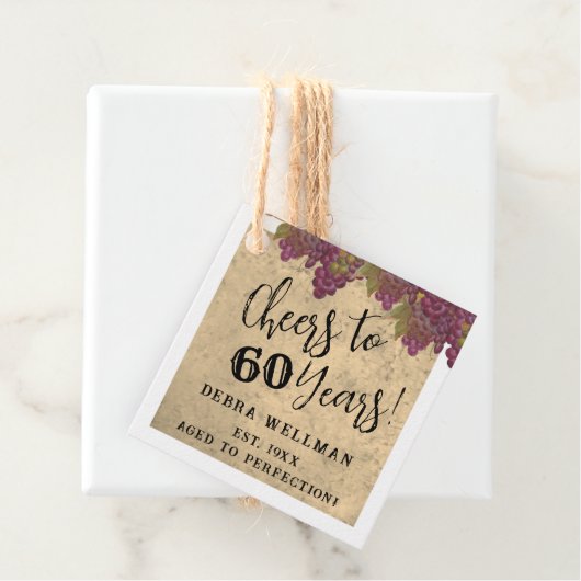 60e verjaardag Elegant wijn thema Dank u Bedankjes Labels (In situ)