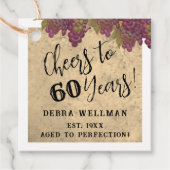 60e verjaardag Elegant wijn thema Dank u Bedankjes Labels (Voorkant)