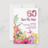60e verjaardag Elegante bloementuin Vlinders Save The Date (Voorkant)
