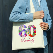 60e verjaardag Elegante bloesems canvas tas