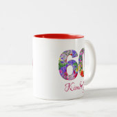 60e verjaardag Elegante bloesems Rode mok (Voorkant rechts)