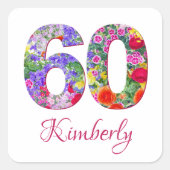 60e verjaardag Elegante bloesems stickers (Voorkant)