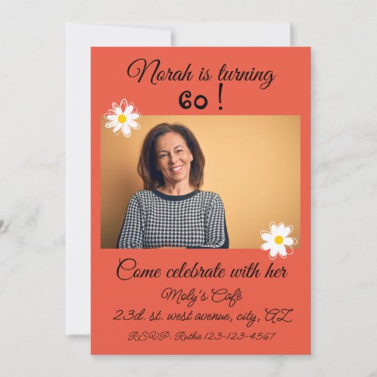 60e verjaardag Elegante en levendige Uitnodiging (Voorkant)