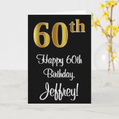 60e verjaardag ~ Elegante luxe faux gouden look # Kaart (Gele Bloem)