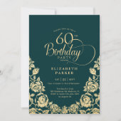 60e Verjaardag Emerald Green Gold Rozen Kaart (Voorkant)