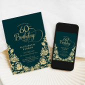60e Verjaardag Emerald Green Gold Rozen Kaart