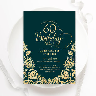 60e Verjaardag Emerald Green Gold Rozen Kaart