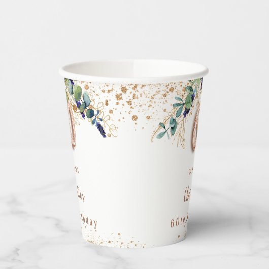 60e verjaardag eucalyptus greenery glitter name papieren bekers (Links)