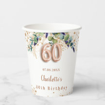 60e verjaardag eucalyptus greenery glitter name