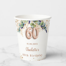60e verjaardag eucalyptus greenery glitter name papieren bekers