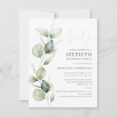 60e verjaardag Eucalyptus Greenery Script Kaart (Voorkant)