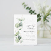 60e verjaardag Eucalyptus Greenery Script Kaart (Staand voorkant)