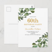 60e verjaardag Eucalyptus Waterverf Briefkaart (Voorkant / Achterkant)