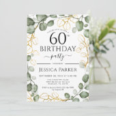 60e verjaardag Eucalyptus-Waterverf Kaart (Staand voorkant)