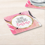 60e verjaardag Fabulous Hot Pink Black Glitter Gla Kartonnen Onderzetters (Schuin)