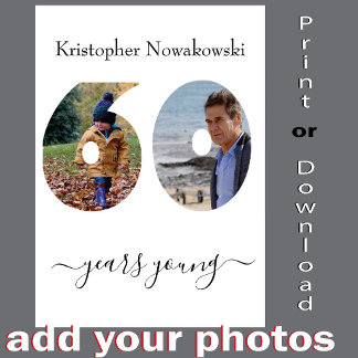 60e verjaardag Fabulous Photo Template Fun Card Kaart